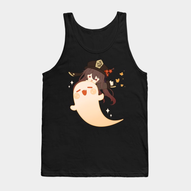 Genshin Impact - Hu Tao Cute Ghost Halloween Tank Top by moonquarius